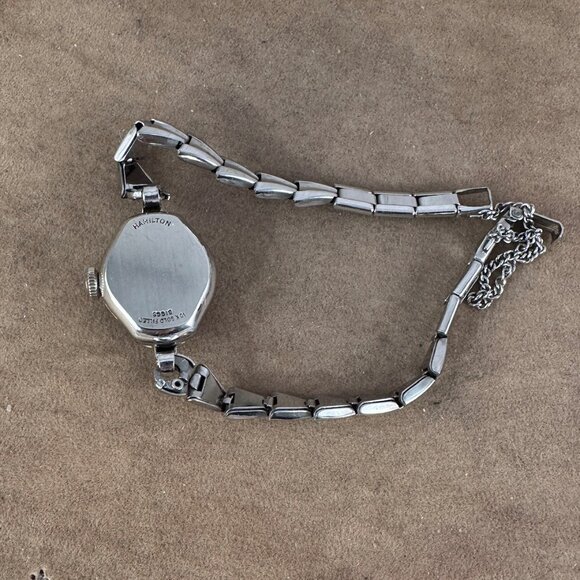 Vintage Early 1960's 10 Karat White Gold Filled Hamilton Mechanical Watch - Picture 5 of 7